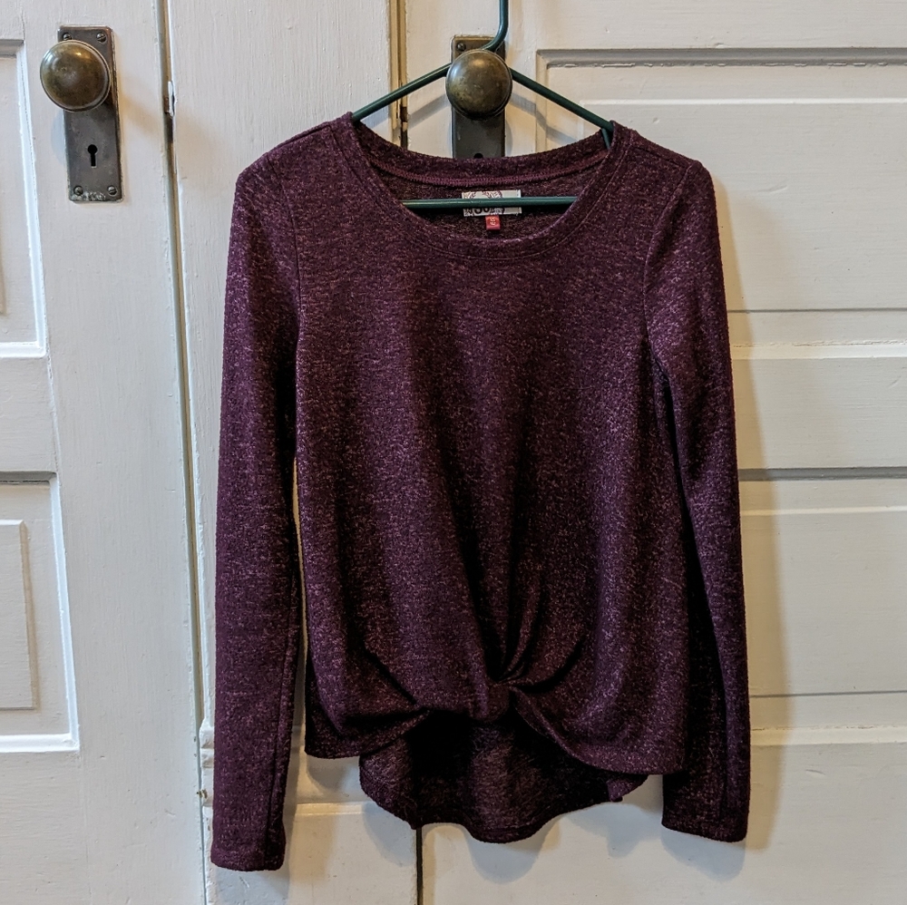 SO XS Maroon Front Knot Shirt
